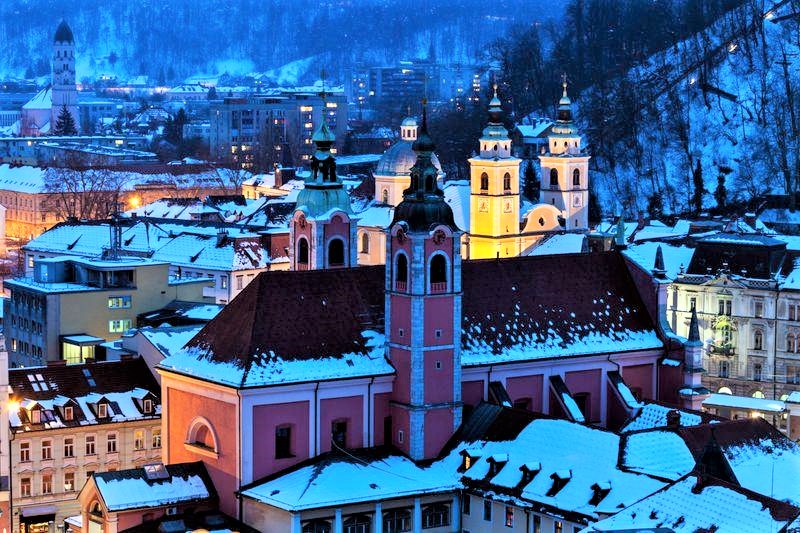 Ljubljana in winter Slovenie