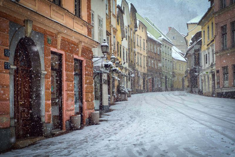 sneeuw in Ljubljana in winter Slovenie